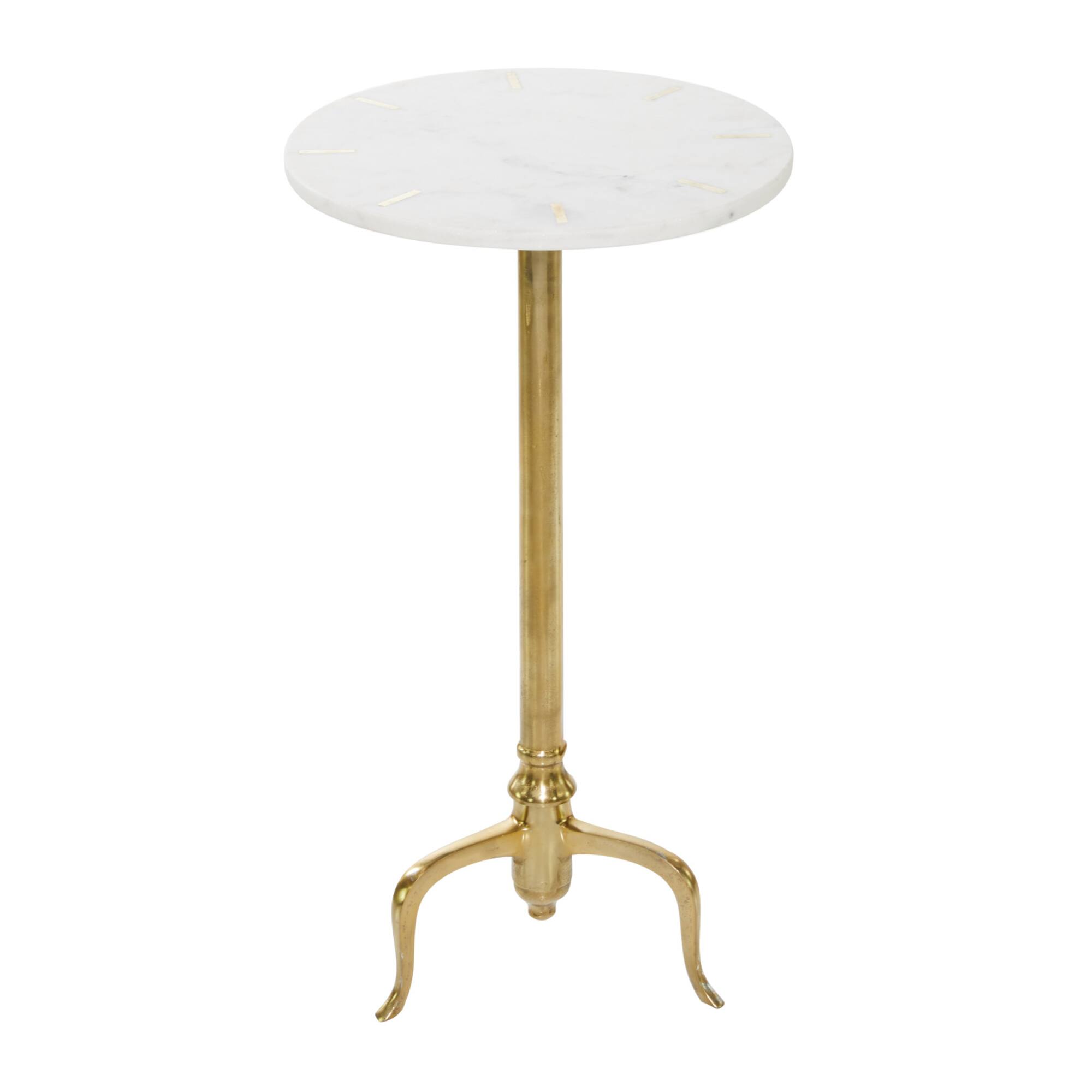 15" Gold Contemporary Marble Accent Table